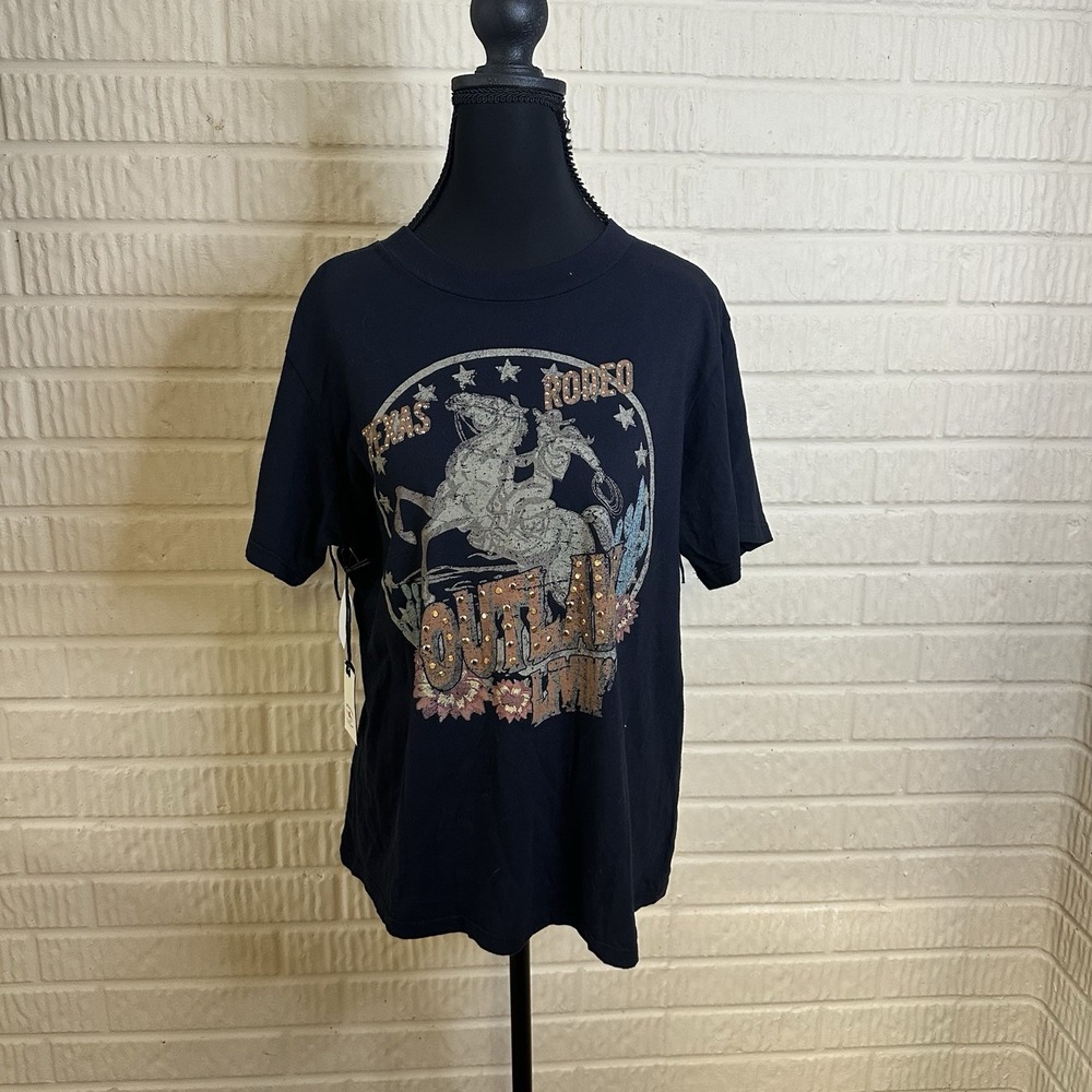 NWT Idyllwind Miranda Lambert Graphic Western Rodeo Outlaw T-Shirt Fringe Sz S